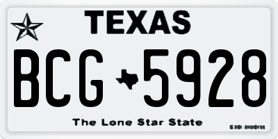 TX license plate BCG5928