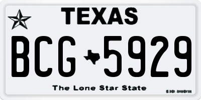 TX license plate BCG5929