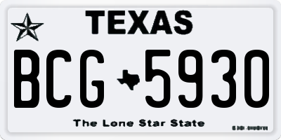 TX license plate BCG5930