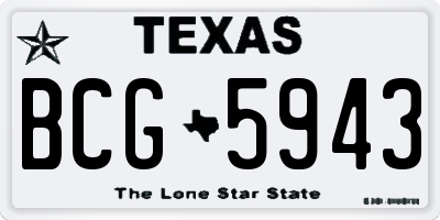 TX license plate BCG5943