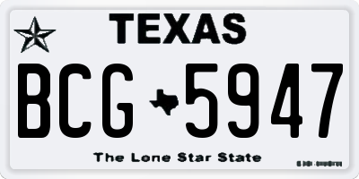 TX license plate BCG5947