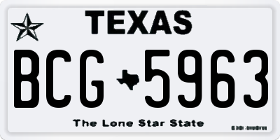 TX license plate BCG5963