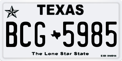 TX license plate BCG5985