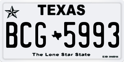 TX license plate BCG5993