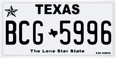 TX license plate BCG5996