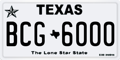 TX license plate BCG6000