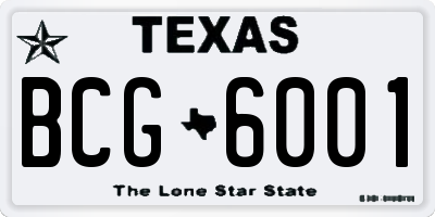 TX license plate BCG6001
