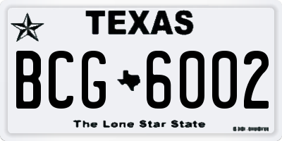 TX license plate BCG6002