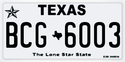 TX license plate BCG6003