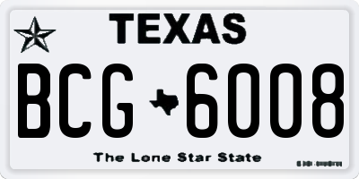 TX license plate BCG6008