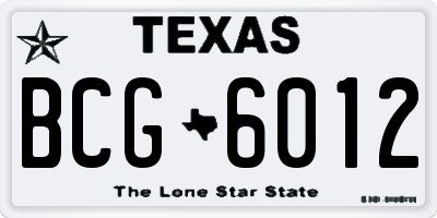 TX license plate BCG6012