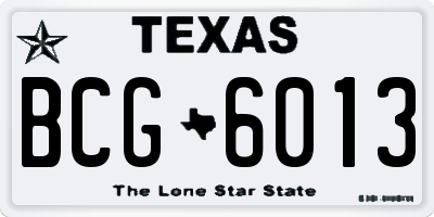 TX license plate BCG6013