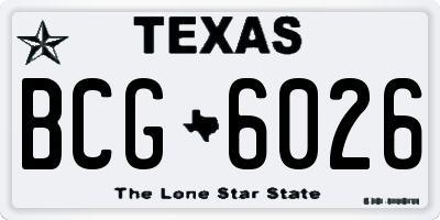 TX license plate BCG6026
