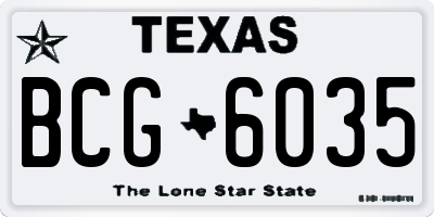 TX license plate BCG6035