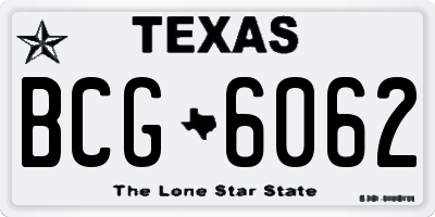 TX license plate BCG6062