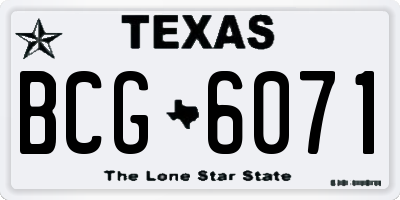 TX license plate BCG6071