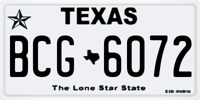 TX license plate BCG6072