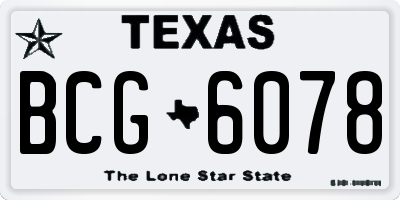 TX license plate BCG6078