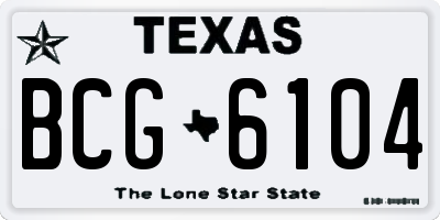 TX license plate BCG6104