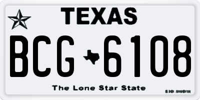 TX license plate BCG6108