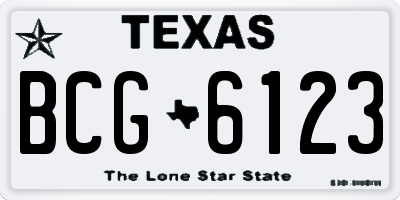 TX license plate BCG6123