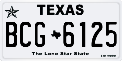 TX license plate BCG6125