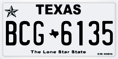 TX license plate BCG6135