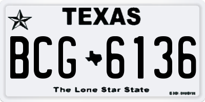 TX license plate BCG6136