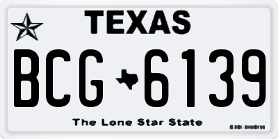 TX license plate BCG6139