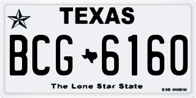 TX license plate BCG6160