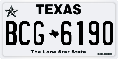 TX license plate BCG6190