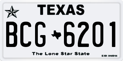 TX license plate BCG6201