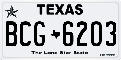 TX license plate BCG6203