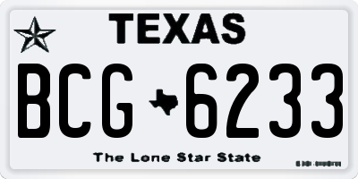 TX license plate BCG6233
