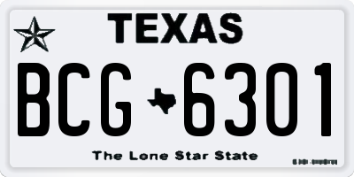 TX license plate BCG6301