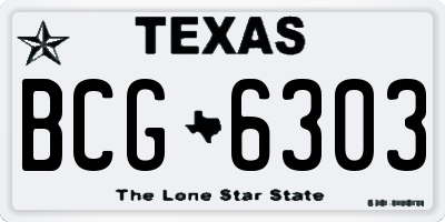 TX license plate BCG6303