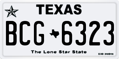 TX license plate BCG6323