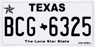 TX license plate BCG6325