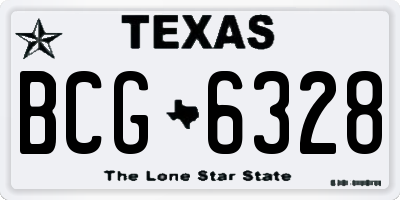 TX license plate BCG6328