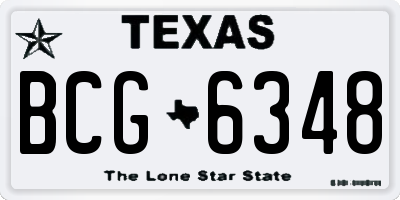 TX license plate BCG6348