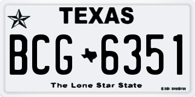 TX license plate BCG6351