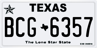 TX license plate BCG6357