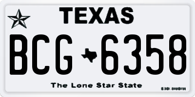 TX license plate BCG6358
