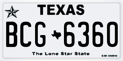 TX license plate BCG6360