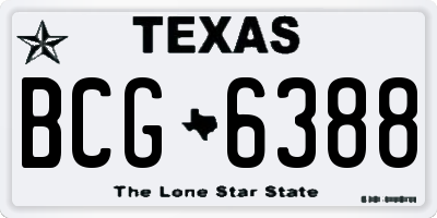 TX license plate BCG6388