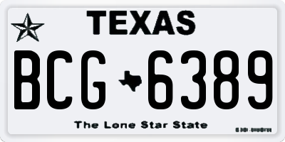 TX license plate BCG6389