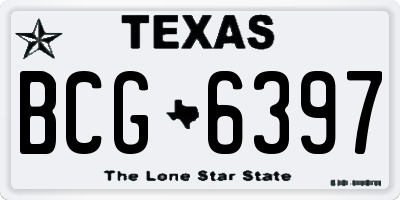 TX license plate BCG6397