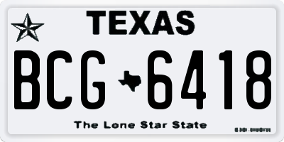 TX license plate BCG6418