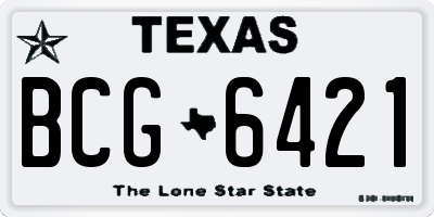TX license plate BCG6421