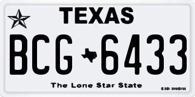 TX license plate BCG6433